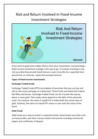 Risk and Return Involved In Fixed-Income Investment Strategies