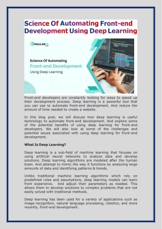 Science Of Automating Front-end Development Using Deep Learning