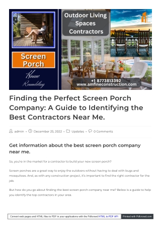 Best Screen Porch Company Near Me In Apex City  USA