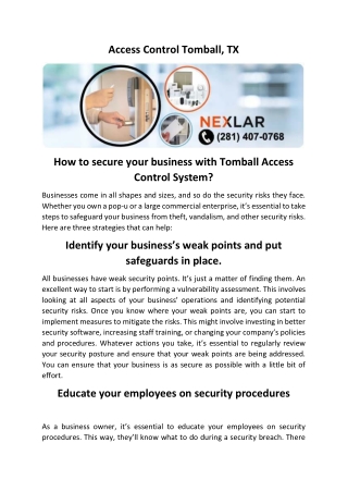 Secure Your Business with Tomball Access Control System