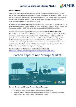 Carbon Capture and Storage Market