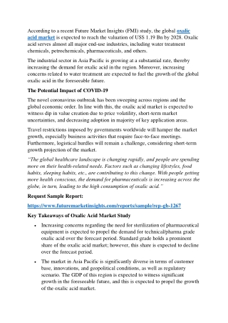 Oxalic Acid Market- Major Revenue Gains are Expected by 2028