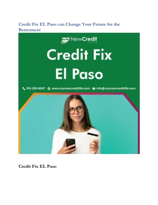 Credit Fix EL Paso can Change Your Future for the Betterment