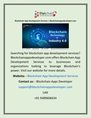 Blockchain App Development Services  Blockchainappsdeveloper