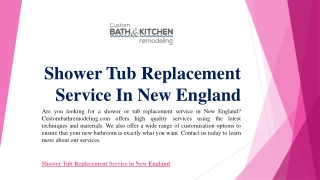 Shower Tub Replacement Service In New England | Custombathremodeling.com