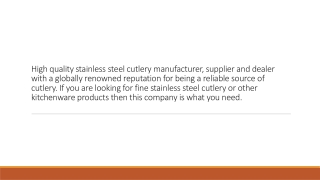 Manufacturer & Suppliers of Stainless Steel Cutlery in Moradabad, India - Dec