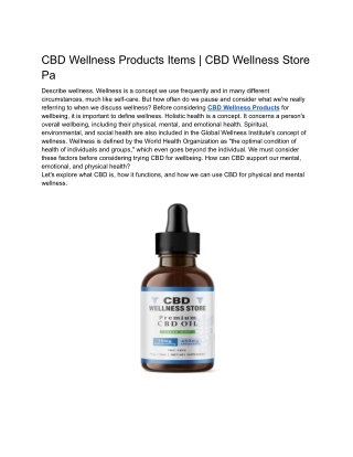 CBD Wellness Products Items _ CBD Wellness Store Pa