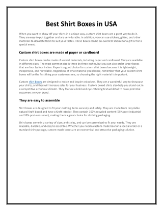Best Shirt Boxes in USA