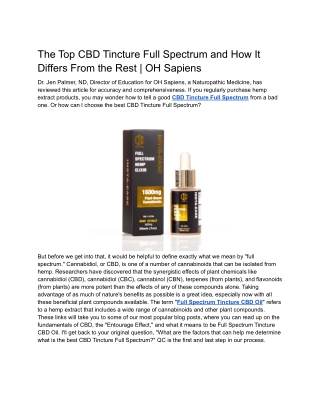 The Top CBD Tincture Full Spectrum and How It Differs From the Rest _ OH Sapiens
