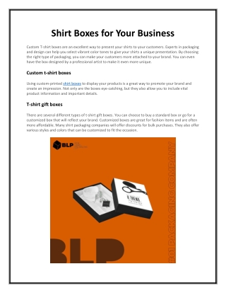 Shirt Boxes for Your Business
