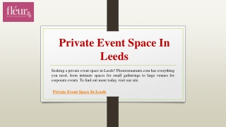 Private Event Space In Leeds | Fleurrestaurants.com