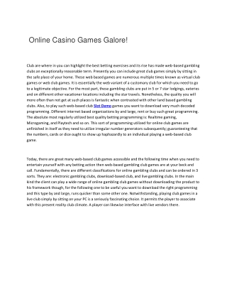 Online Casino Games Galore