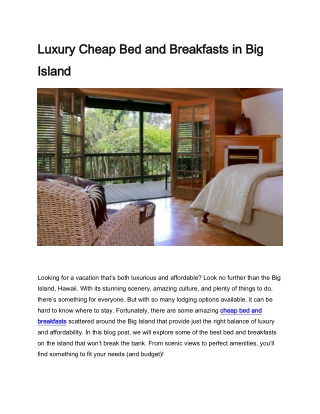 Luxury Cheap Bed and Breakfasts in Big Island