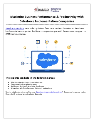 Maximize Business Performance & Productivity with Salesforce Implementation Companies