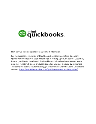 How can we execute QuickBooks Open Cart integration?