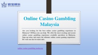 Online Casino Gambling Malaysia | Ob9my.com