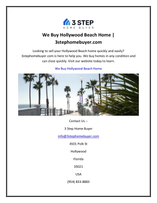 We Buy Hollywood Beach Home  3stephomebuyer.com