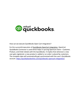 How can we execute QuickBooks Open Cart integration