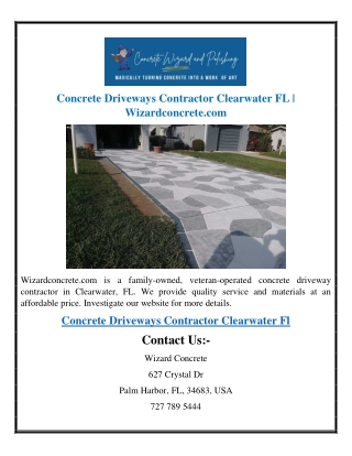 Concrete Driveways Contractor Clearwater FL  Wizardconcrete