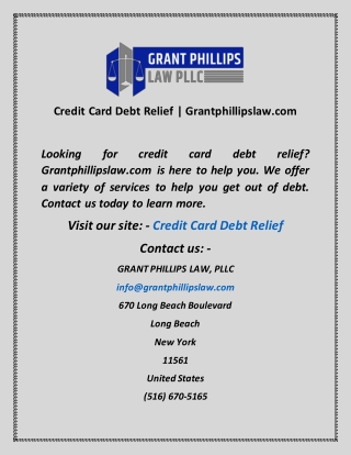 Credit Card Debt Relief  Grantphillipslaw com