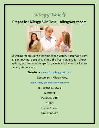 Prepar for Allergy Skin Test  Allergywest