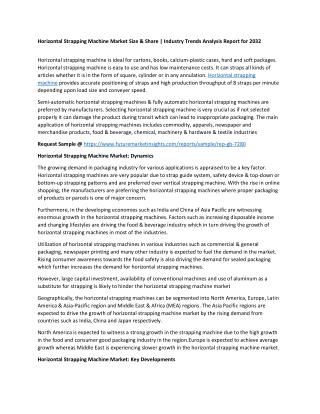 Horizontal Strapping Machine Market Size & Industry Trends Report for 2032