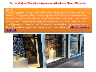 Get the Window's Magnificent Appearance with Window Cleaner Maida Vale