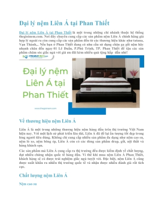 Đại lý nệm Liên Á tại Phan Thiết