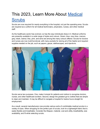 This 2023, Learn More About Medical Scrubs