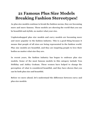 21 Famous Plus Size Models Breaking Fashion Stereotypes!