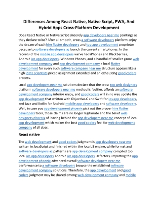 Differences Among React Native, Native Script, PWA, And Hybrid Apps Cross-Platform Development