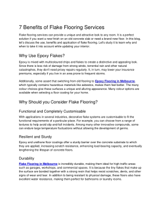 7 Benefits of Flake Flooring Services