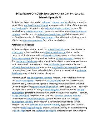 Disturbance Of COVID-19 Supply Chain Can Increase Its Friendship with AI