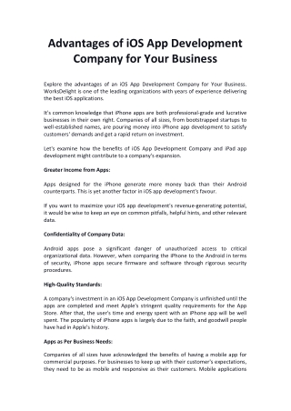 Advantages of iOS App Development Company for Your Business