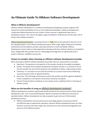 An Ultimate Guide To Offshore Software Development