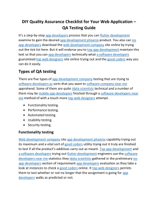 DIY Quality Assurance Checklist For Your Web Application – QA Testing Guide