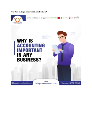 Why Accounting is Important in any Business | Academy Tax4wealth