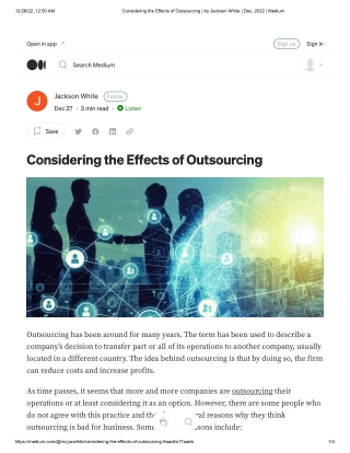 Considering the Effects of Outsourcing