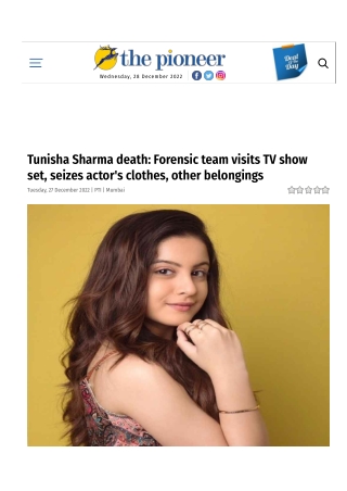 Tunisha Sharma death Forensic team visits TV show set, seizes actor's clothes, other belongings