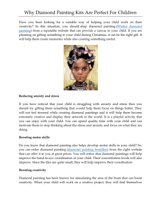Why Diamond Painting Kits Are Perfect For Children