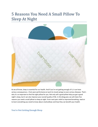 5 Reasons You Need A Small Pillow To Sleep At Night