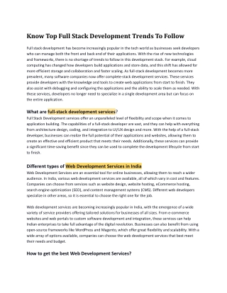 Know Top Full Stack Development Trends To Follow