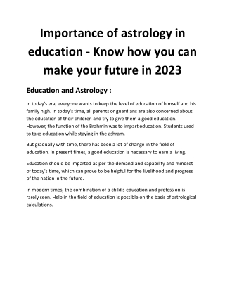Importance of astrology in education - Know how you can make your future in 2023
