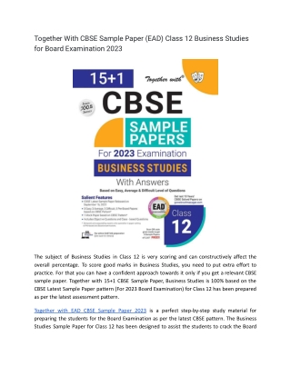 Best CBSE Sample Papers - Business Studies  12 exam 2022-23