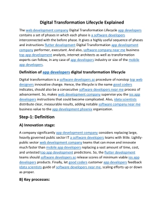 Digital Transformation Lifecycle Explained