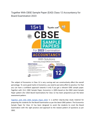 Best CBSE Sample Papers -  Accountancy 12 exam 2022-23