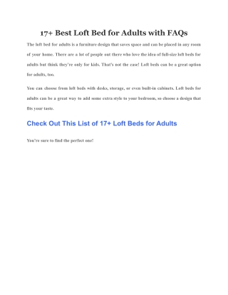 17  Best Loft Bed for Adults with FAQs