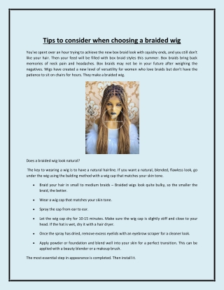 Tips to consider when choosing a braided wig