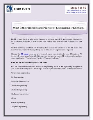 What is the Principles and Practice of Engineering (PE) Exam