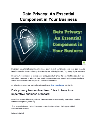 Data Privacy: An Essential Component in Your Business